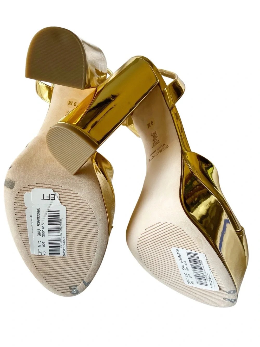 Antonio Melani x The Nat Note Pia Mirror Metallic Platform Pumps Size 9 NWOB